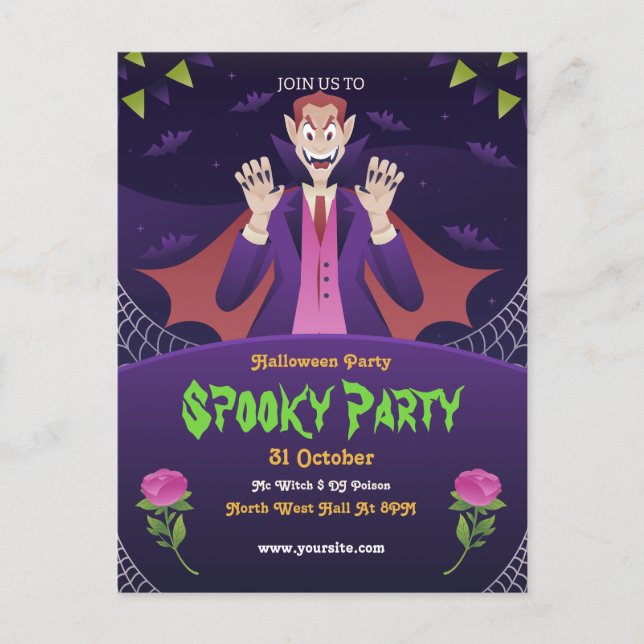 Editable Halloween Invitation, Halloween Party  Postcard (Front)