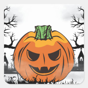 Editable Halloween Invitation, Halloween Party  Square Sticker
