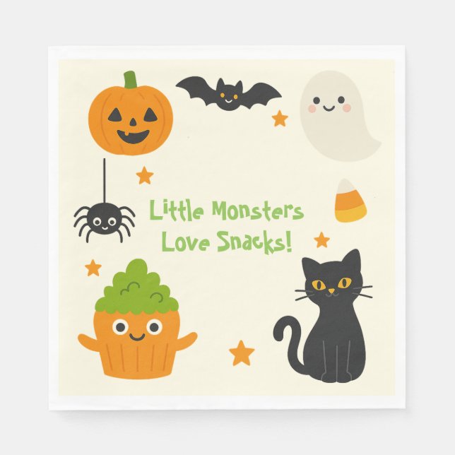 Editable Halloween – Little Monster Bash -  Napkin (Front)