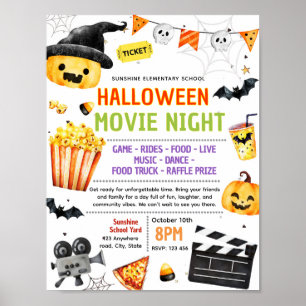 Editable halloween movie flyer poster