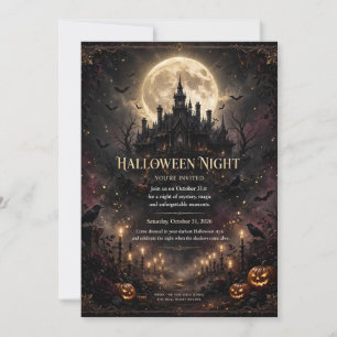 Editable Halloween Night Gothic Castle Party Invit Invitation
