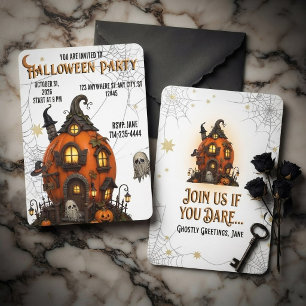 Editable Halloween Party Haunted House Invitation