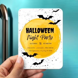Editable Halloween Party invitation Black Bats Magnet