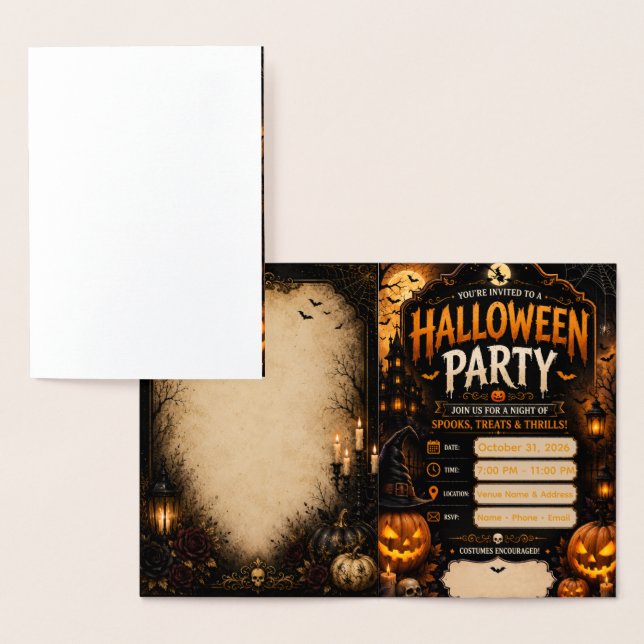 Editable Halloween Party Invitation | Gothic Pumpk (Display)