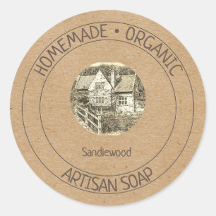 Editable Handmade Artisan Soap Kraft Paper Classic Round Sticker