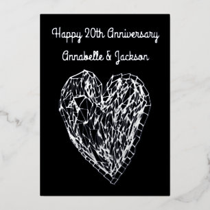 Editable Happy Anniversary Love Heart Foil Card