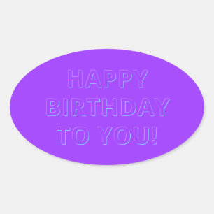 Editable Happy Birthday or Slogan Oval Sticker