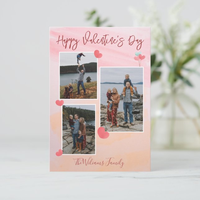 Editable Happy Valentines Photo Thank You Card (Standing Front)