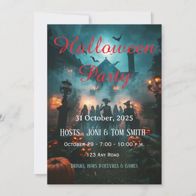 Editable Haunted Mansion Halloween Invitation  (Front)