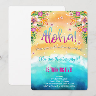 Editable Hawaiian Birthday Kids Invitation