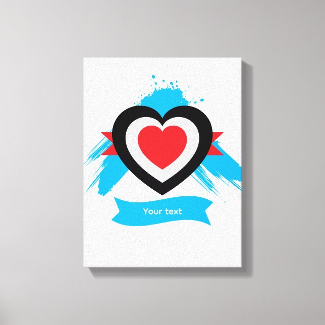 Editable Heart Custom Text Design Canvas Print (Front)