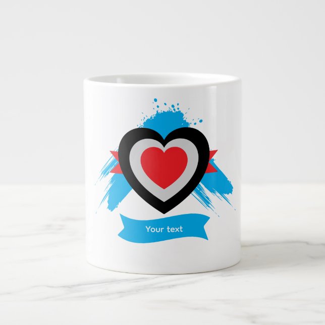 Editable Heart Custom Text Design Large Coffee Mug (Front)