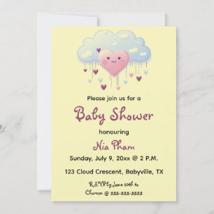 Editable Hearts and Cloud Baby Shower Invitation
