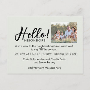 Editable "Hello Neighbor" Postcard New Address,
