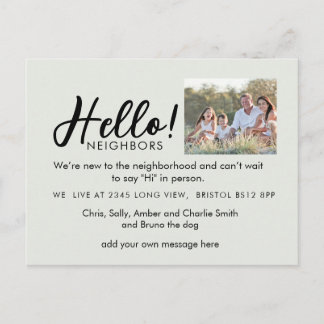 Editable "Hello Neighbor" Postcard | New Address, 