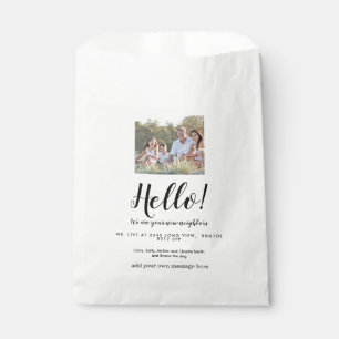 Editable Hello Neighbour, New Address, intro Favour Bags