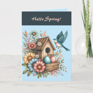 Editable Hello Spring Happy Easter Card