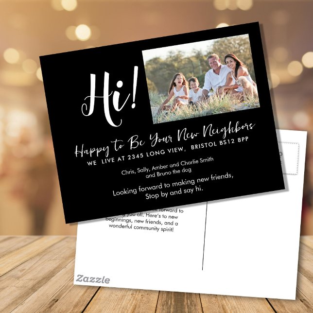 Editable Hi Neighbour,  New Address, intro Announcement Postcard (Say Hi! to your new Neighbours
)