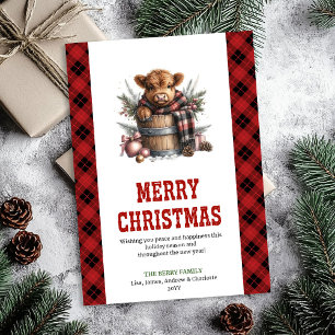 Editable highland cow Christmas holiday card