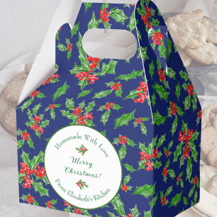 Editable Holiday Baking Gift Blue Merry Christmas Favour Box
