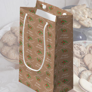 Editable Holiday Baking Gift Brown Happy Holidays Small Gift Bag