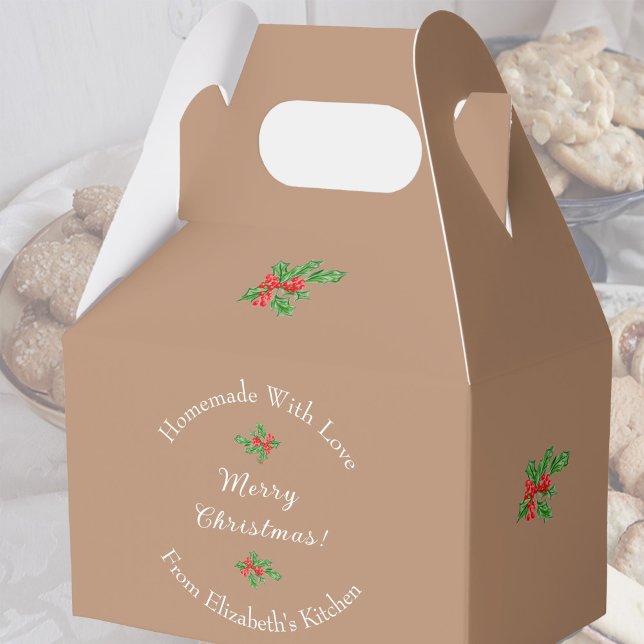 Editable Holiday Baking Gift Brown Merry Christmas Favour Box (Creator Uploaded)