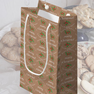 Editable Holiday Baking Gift Brown Merry Christmas Small Gift Bag
