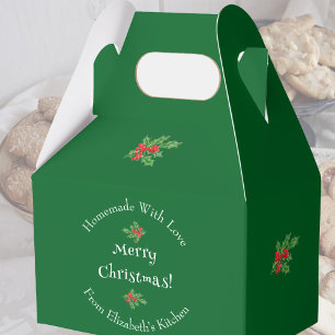 Editable Holiday Baking Gift Green Merry Christmas Favour Box