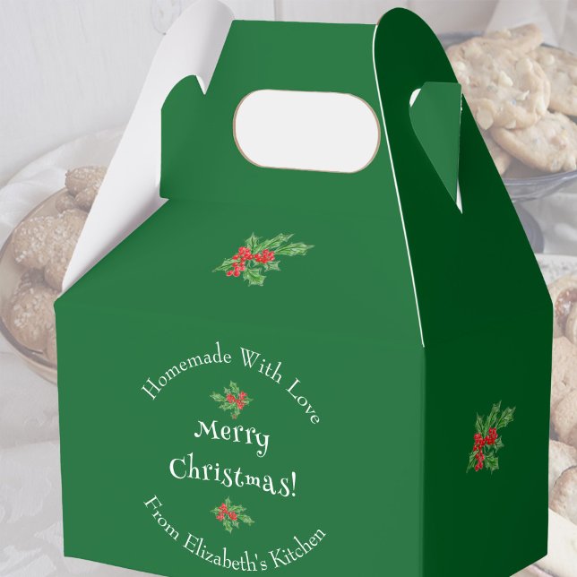 Editable Holiday Baking Gift Green Merry Christmas Favour Box (Creator Uploaded)