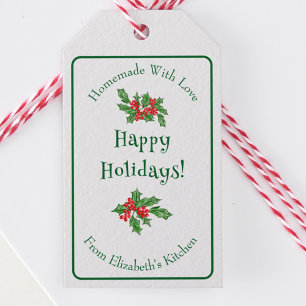 Editable Holiday Baking Gift Green Merry Christmas Gift Tags