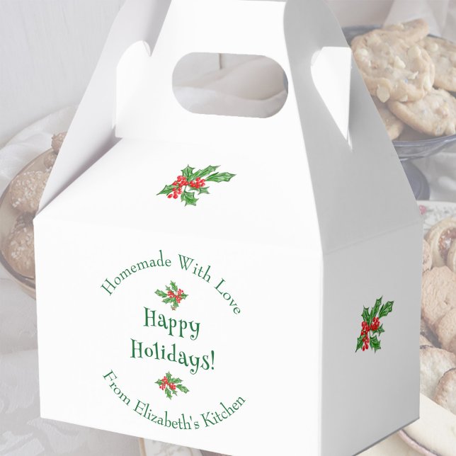 Editable Holiday Baking Gift White Happy Holidays! Favour Box (Creator Uploaded)