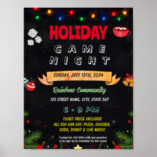 Editable Holiday game night flyer Poster
