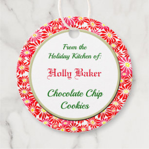 Editable Holiday Kitchen of Red Poinsettias Tag