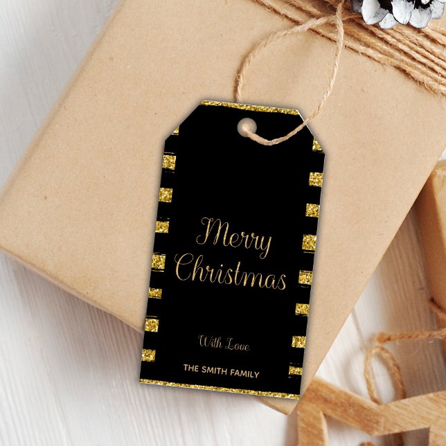 Editable Holiday Party Gift Labels (Glitter Christmas Favor Tags)