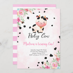 Editable Holy Cow Birthday Invitation