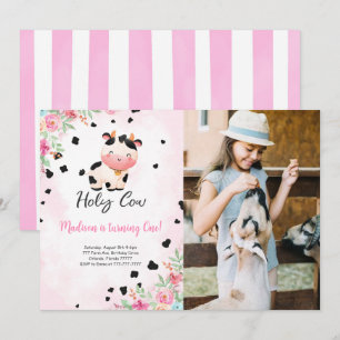 Editable Holy Cow Birthday Photo Invitation