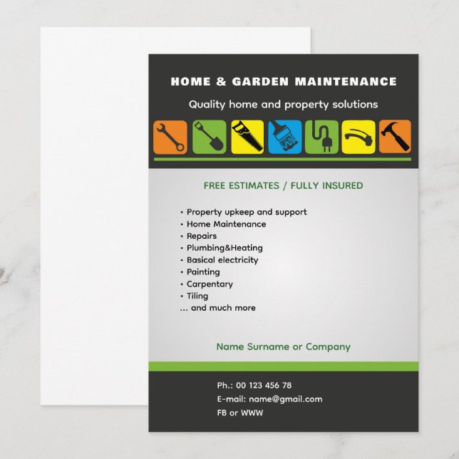 Editable Home Services Flyer Template (Front/Back)