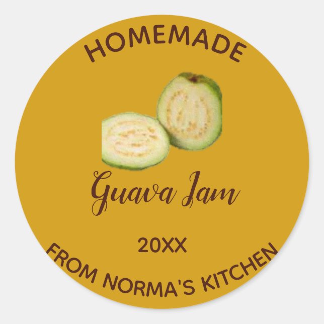 Editable Homemade Guava Jam Classic Round Sticker (Front)