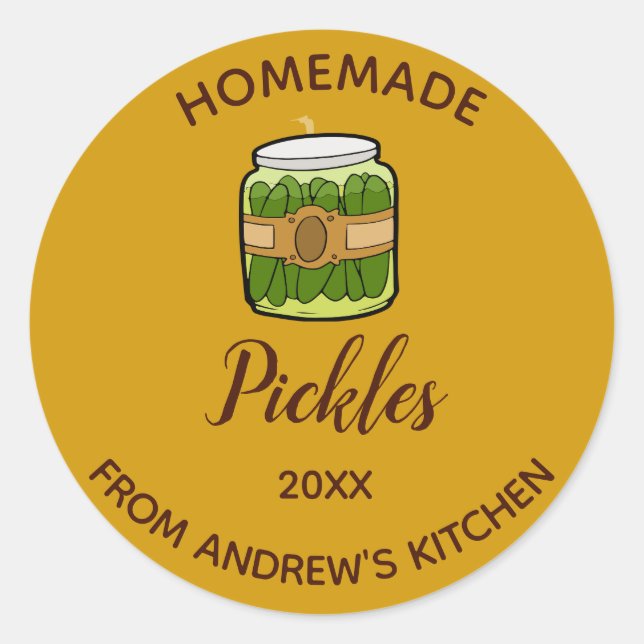 Editable Homemade Pickles Classic Round Sticker (Front)