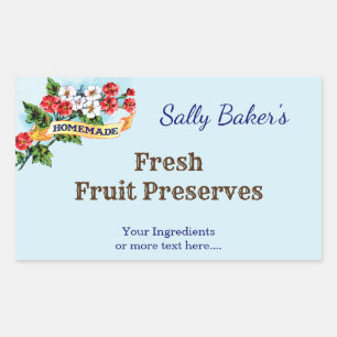Editable Homemade Primrose Flowers on Blue Rectangular Sticker