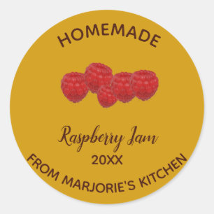 Editable Homemade Raspberry Jam Classic Round Sticker