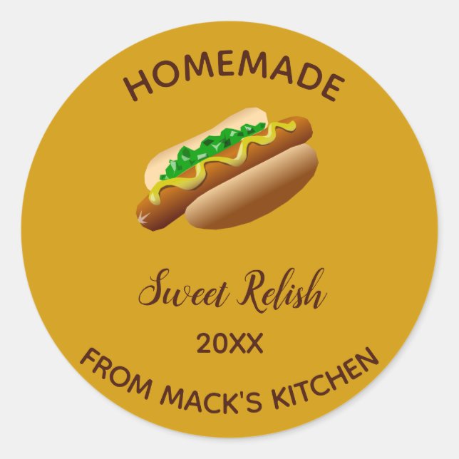 Editable Homemade Sweet Relish Classic Round Sticker (Front)