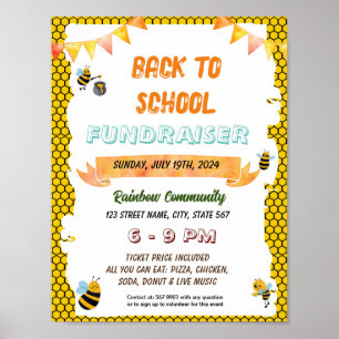 Editable honey bee back to school flyer poster