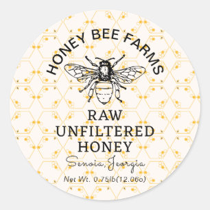 Editable Honey Jar Label,Bee Design,Add Your Name Classic Round Sticker