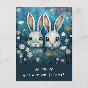 Editable Hoppy Cute bunnies Valentine's Day Postcard
