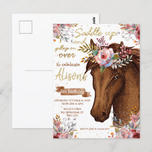 Editable Horse Cowgirl birthday party Postcard