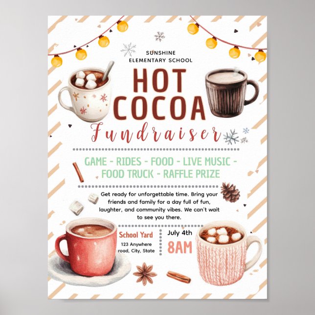 Editable hot cocoa fundraiser flyer poster (Front)