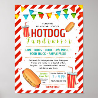 Editable hotdog fundraiser flyer poster