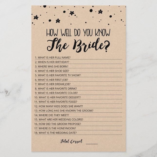 Editable How well do you know the Bride game (Front)