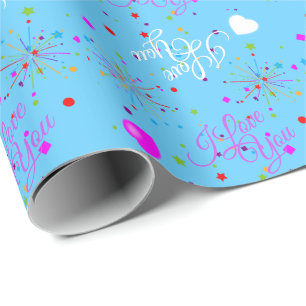 Editable I Love You on LIGHT BLUE or your Colour Wrapping Paper